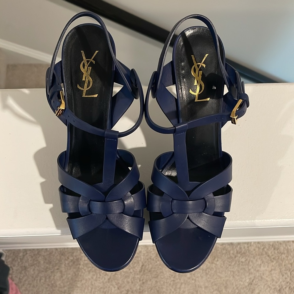 Saint Laurent Tribute platform Leather T-Strap Sandals EU Size 40 US Size 10